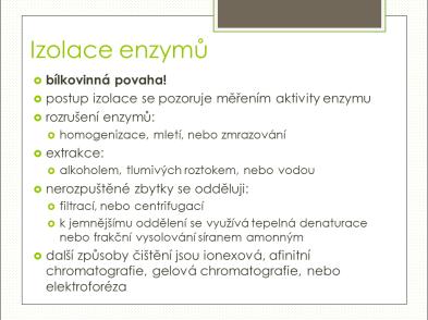 Slide 30 3.2.7 Měření aktivity enzymů Slide 31 Aktivita enzymu je schopnost enzymu katalyzovat přeměnu substrátu v produkt.