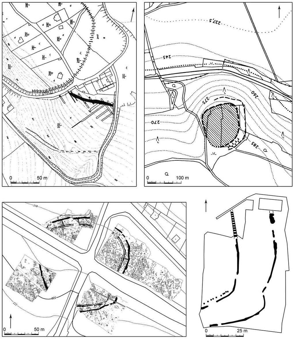 1 2 3 4 Obr. 30. Časně eneolitická ohrazení v Čechách. 1 Chrudim, okr. Chrudim, podle Vokolek Zápotocký 2009; 2 Topol, okr. Chrudim, podle Vávra 1985; 3 Plzeň-Křimice, podklad M.