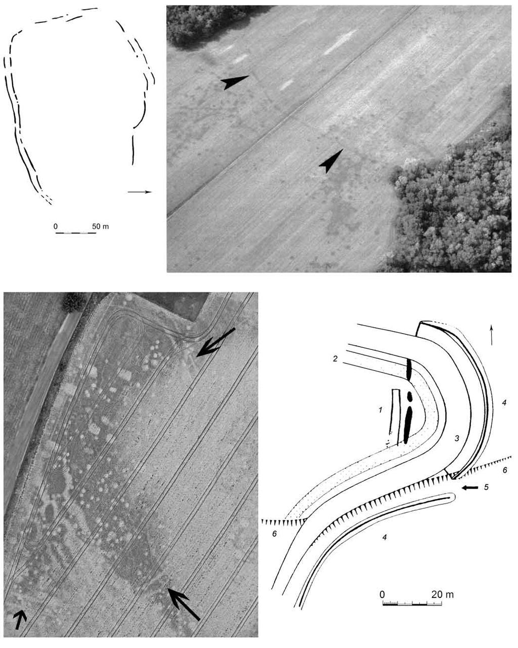 1 2 3 4 Obr. 33. Časně eneolitická (?) ohrazení v Čechách. 1 Všechlapy, okr. Nymburk, podle Zápotocký 2016; 2 Nové Ouholice, okr. Mělník, podle Gojda 2004a; 3 Ctiněves, okr.