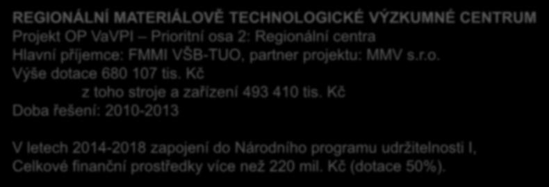 FMMI - Finanční prostředky na VaV z národních zdrojů v tis. Kč Rok TAČR MPO GAČR Programy MŠMT + OP VaVPI neinv.