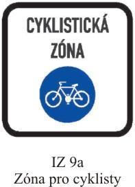 Cyklista v zóně pro cyklisty Značka označuje oblast, kde kromě obecných pravidel provozu na pozemních komunikacích platí zvláštní pravidla pro provoz v cyklistické zóně.