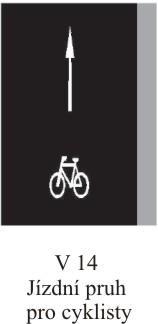 Značka vyznačuje pruh nebo stezku pro cyklisty. Šipka vyznačuje stanovený směr jízdy.