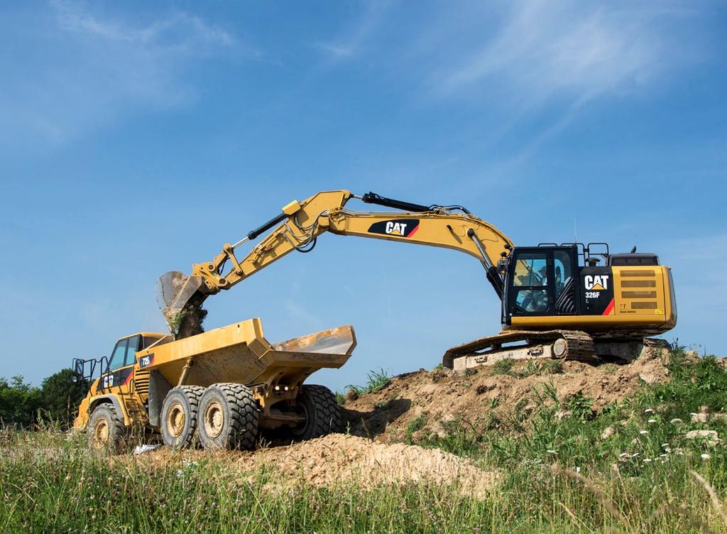 Odolné pákové mechanismy Možnost provádění prací daleko od stroje i v těsné blízkosti Vyrobeny tak, aby vydržely Rýpadla 326F L a 326F LN jsou nabízena s množstvím výložníků a násad.