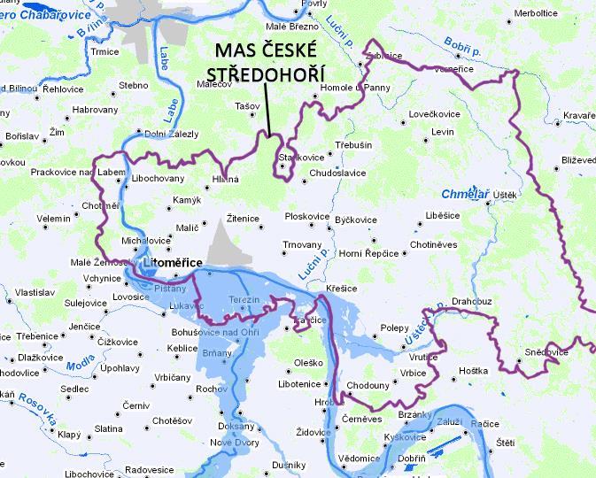 Obrázek 13 Znázornění záplavových území v MAS ČS Dle dokumentu Zajištění odolnosti a vybavení základních složek IZS (MV ČR, exponováno dalšími riziky: je území MAS - Sucho riziko v důsledku
