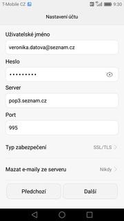 seznam.cz ikonu E-mail. Vyberete možnost Ostatní. 3. Vyplníte vaší e-mailovou adresu, heslo a stisknete tlačítko Další. 4. Dále stisknete tlačítko POP3.