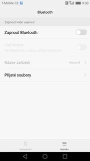 Bluetooth - Zap./Vyp. ikonu Nastavení. Vyberete možnost Bluetooth. 3.