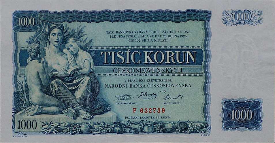 1000 korun československých, 1934