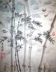 ního bratra Wanga v malířském umění, maluje tradiční rostlinné a zvěrné motivy, moderní abstrakce a lineárně pojaté akty. Jeho tvorba je tak svorníkem asijských a evropských tradic.
