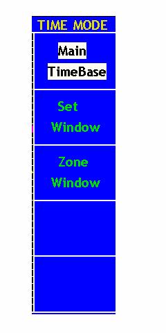 Obr. 5-14 Menu módu Časové Základny Popis Horizontálního menu je v následující tabulce: Funkce Menu Nastavení Popis Hlavní Časová Základna Nastavení Okna Expanze Okna Hlavní Časová Základna Toto