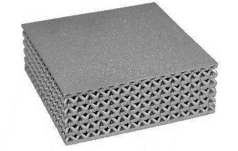 unit-cell is 4x4x4 mm and diameter of bar is 1 mm. There are always 0.5 mm thin plates on the top and the bottom side. Fig. 2. BCC lattice structured panel 60x60x20 mm 3.