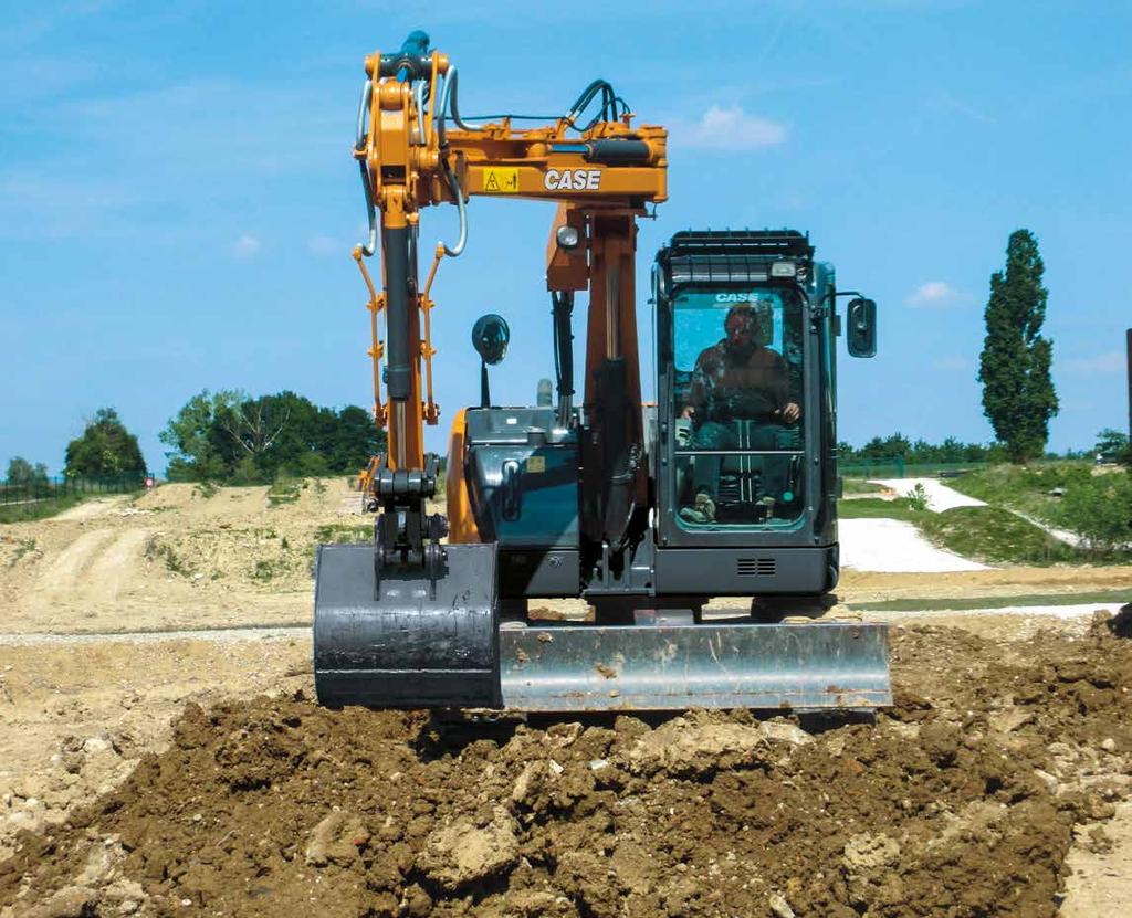 RYCHLEJŠÍ CYKLY Vysoce výkonná hydraulika Větší průtok hydraulického oleje (148 l/min, + 9 %) zvyšuje o 7 % rychlost stroje v porovnání s předchozími midirypadly řady B.