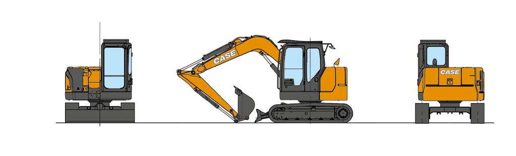 HYDRAULICKÁ MIDIRYPADLA CX ŘADA C CX75C SR - CX80C MSR TECHNICKÉ ÚDAJE TECHNICKÉ ÚDAJE ZÁKLADNÍ ROZMĚRY MOTOR Model ISUZU AP-4LE2X Jmenovitý výkon na setrvačníku (kw) 41,2 (při ot/min.
