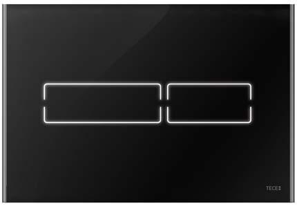 Světlo ze skla Ovládací tlačítko TECElux Mini splňuje nejvyšší požadavky na estetiku, funkčnost a hygienu. Povrch je vyroben z bezpečnostního skla a je dostupný v černé nebo bílé verzi.