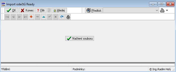 Obrázek: Funkce importu dálkově provedených odečtů Po stisku tlačítka Načtení souboru se otevře Windows průzkumník, kde je třeba vybrat soubor s odečty. Soubor je standardně pojmenovaný od_ddmm.