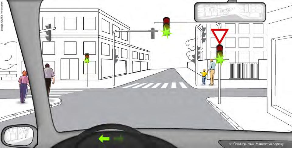 11. 5. 2018 Schopnost řešení dopravních situací 06060502 [4 b.] Jste řidičem vozidla z výhledu. Ve vyobrazené dopravní situaci: Smíte odbočit vlevo, aniž byste někomu musel( dávat přednost.