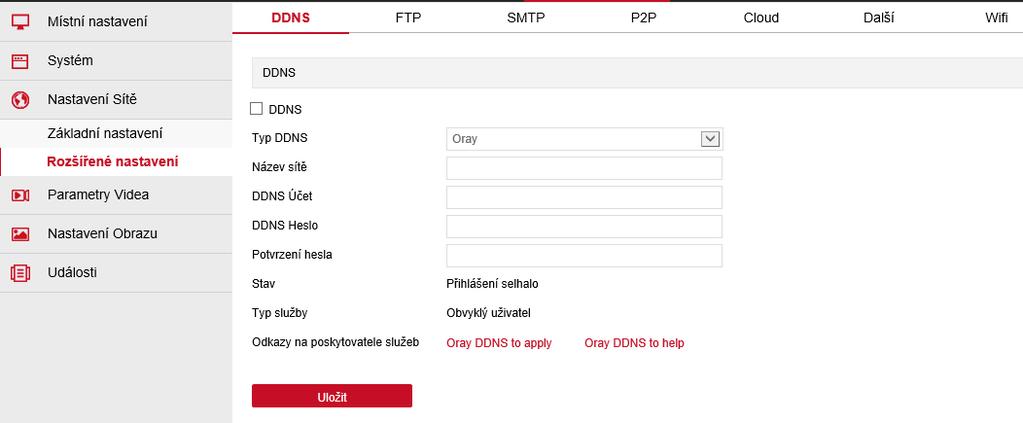 Druhá obrazovka je pro nastavení služby FTP. Jedná se o ukládání souborů na přidělené úložiště v síti.