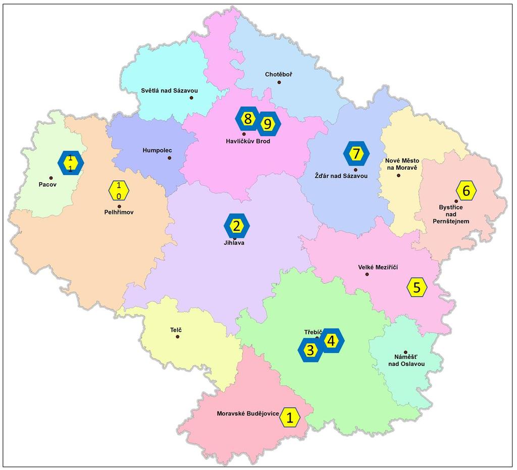 Obrázek 2 mapa - Podniky - Dotřiďovací linky na území Kraje Vyso Zdroj: a Vlastní šetření zpracovatele (EAV) 4.1.