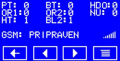 odlehčovací relé 2 NU noční útlum HT havarijní termostat BL2 blokáda 2 Pokud je kotel vybaven GSM modulem a komunikace s tímto modulem je povolena v servisním menu, najdeme na 2.