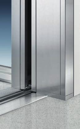 Okopový rám: akrylátové sklo bílé připojení na zeď: ocelový plech opatřený Rám dveří/ Informační panel: akrylátové