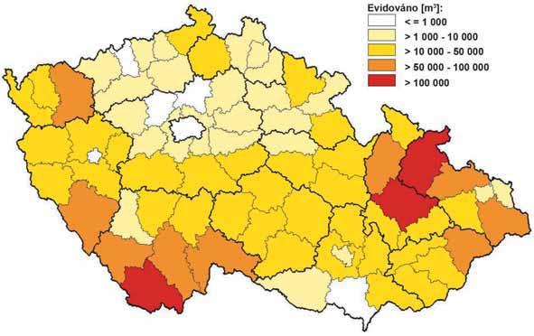 2005 Zpravodaj ochrany lesa. Supplementum Obr. 14: Evidované poškození porostů větrem, sněhem a námrazou v roce 2004 Recorded damage to stands by wind, snow and rime in 2004 Obr.