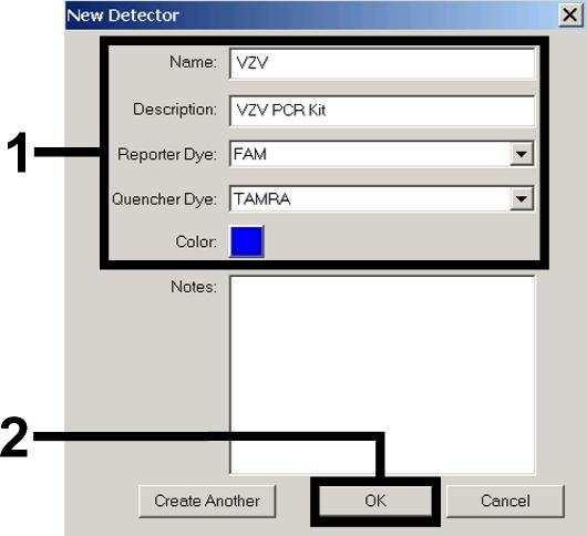 8.5.1.2 Vytvoení/volba detektor V nabídce Tools, v podnabídce Detector Manager, piate dokumentu odpovídající barviva detektoru.