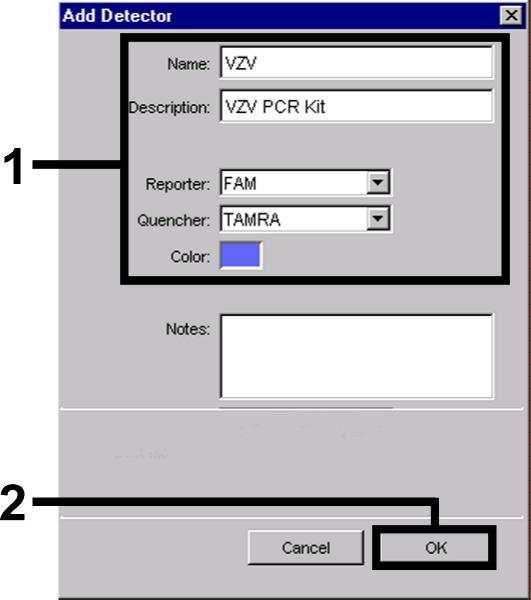 8.5.3.2 Vytvoení/volba detektor V nabídce Tools, v podnabídce Detector Manager, (alternativn zvolte režim Setup/funkci Add Detector) piate dokumentu odpovídající barviva detektor.