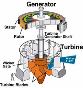 při třímetrovém rozdílu hladin. Maximální výkon Kaplanovy turbíny se pohybuje okolo 120 MW. Obr. 52: Kaplanova turbína 532 531 Turbines Info. (n.d.). Pelton Turbine.