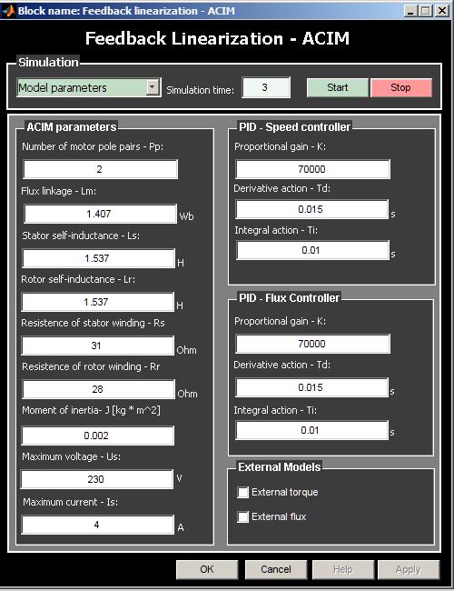 74 7.6.4 Zpětnovazební linearizace ASM - GUI GUI na obrázku 7.5 odpovídá bloku zpětnovazební linearizace ASM.