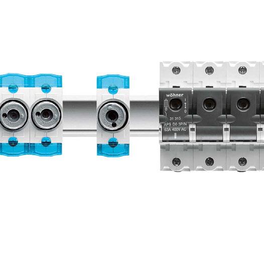 Panel Panelové komponenty a spínací přístroje 6 Komponenty k běžné montáži k zacvaknutí a našroubování Pro konvenční zapojení nabízí Wöhner obsáhlý