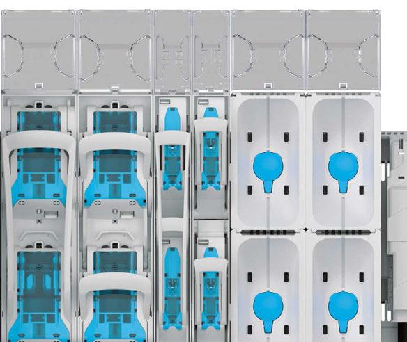 185Power 2500 A 4 Výkonné systémové řešení 185Power s roztečí přípojnic 185 mm Systém přípojnic 185Power od společnosti Wöhner je modulárně