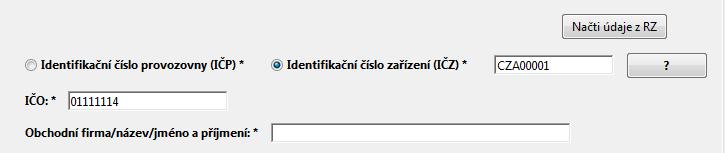 do buňky obchodní firma/název..) tím se zaktivní tlačítko Načti údaje z RZ.