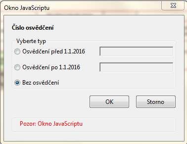 4.4 Číslo osvědčení Číslo osvědčení se vyplňuje pouze v případě, že uživatel vyplní: 1. u katalogového čísla odpadů kategorii N/O a zároveň kód způsobu nakládání A00 POZOR!