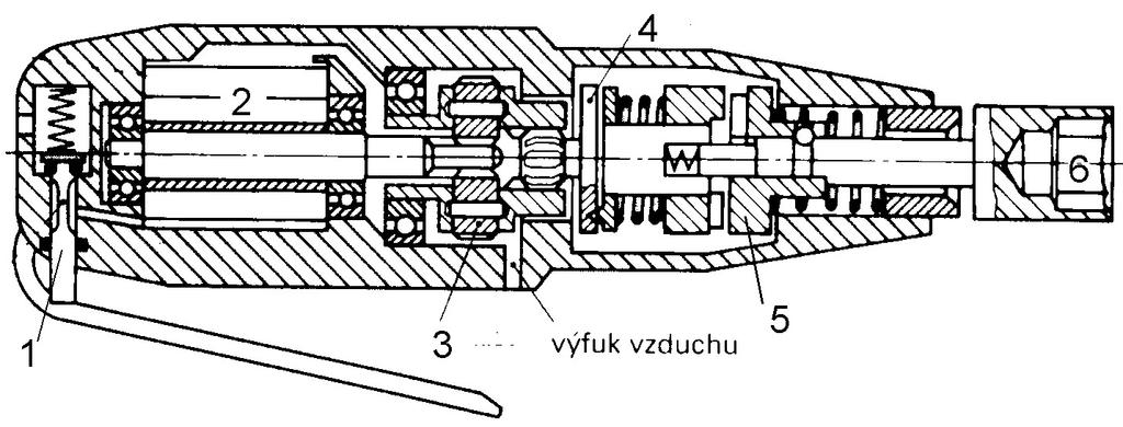 Mechatronika - Pneumatika - otázka 3 6 z 7 Vlastnosti Řízení směru otáčení Regulace otáček otáčky až desítky tisíc za min.