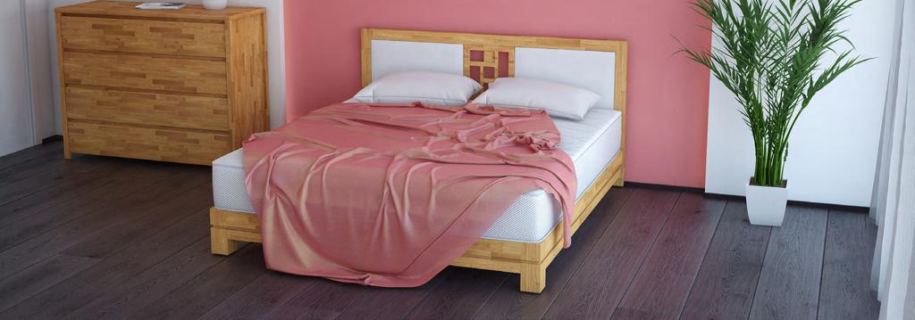 Cesare Moderní postel určená pro vysoké matrace Textilní materiál 0 00 0 0 Matrace není zapuštěna, ale položena na rámu postele Dva lamelové rošty jsou součástí postele