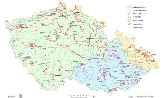 Vymezení oblastí s potenciálně významným povodňovým rizikem v České republice úseky toků APSFR významné vodní