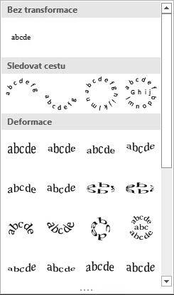 Obrázek 8.42: Výběr tvarů písma WordArt 8.