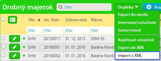 Drobný majetok Import súboru vytvoreného v MS Excel Pre import súboru import DrM_predloha.