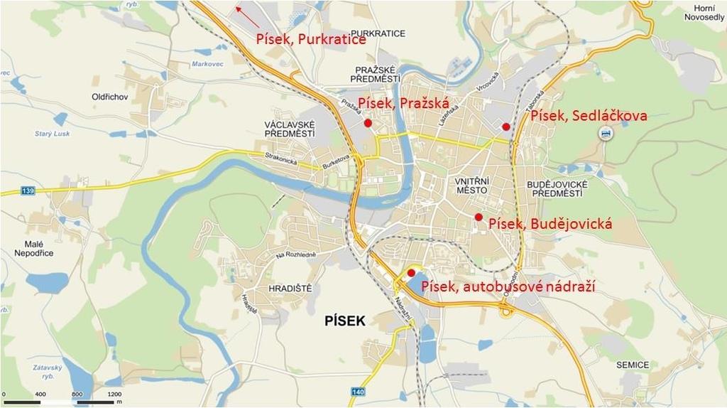 2.3 Linky meziměstských spojů Město Písek je jako každé město obsluhováno autobusovými meziměstskými spoji.