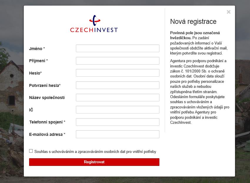 Zde se registrujete přes registrační formulář.