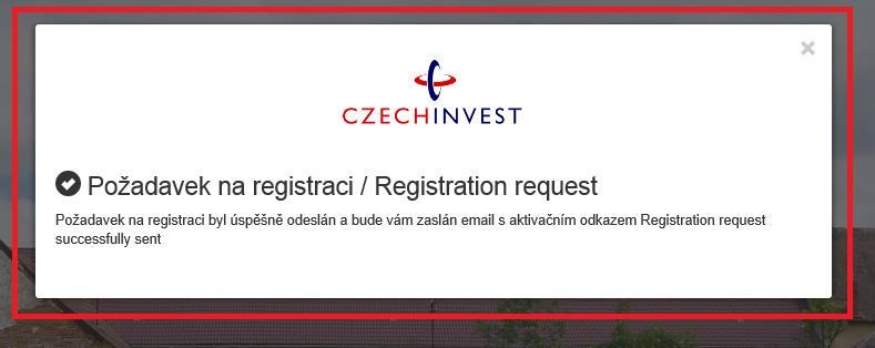 potvrzovacího emailu na vyplněnou emailovou adresu.