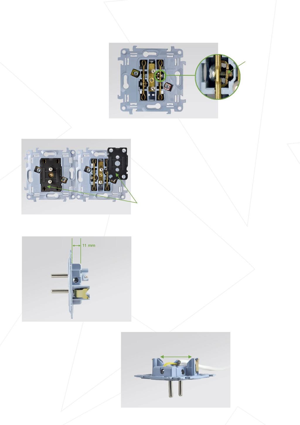 Řešení a příležitosti ZESÍLENÍ PŘIPOJENÍ elektrických vodičů zajišťuje profilovaná svorka přitlačující vodič ke přípojnicím.