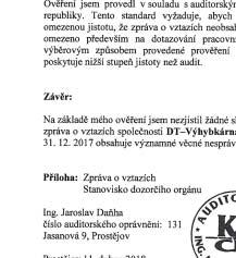 630213/1484, Jiří Těhník, ID No. 650211/2177 Other companies controlled by the same controlling person: none Verified period: 1 st Jan. 2017 until 31 st Dec.