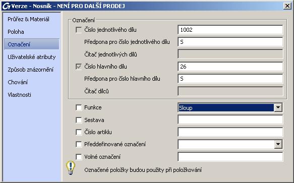 Vyberte jednu z nabízených metod položkování. Pro položkování s číslem výkresu zadejte prefix automaticky daný výkresu procesem číslovaní.