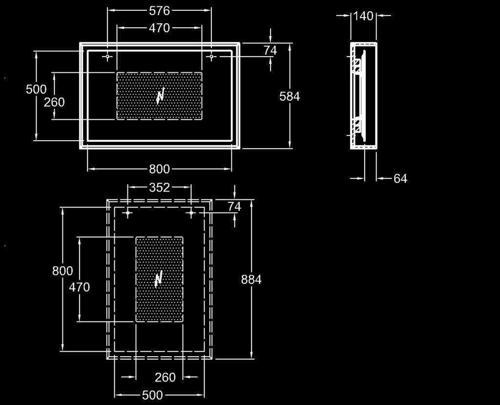 citterio Zrkadlová skrinka s osvetlením 88,4 x 58,4 x 14,0 cm montáž vodorovne alebo zvisle vnútorná zrkadlová plocha s