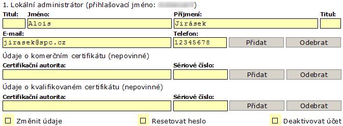 3.2 Příjem formuláře s naplněnými daty Do datové schránky subjektu dorazí datová zpráva s PDF průvodkou a formulářem, ve kterém jsou vyplněny aktuální kontaktní údaje o subjektu a aktuální seznam