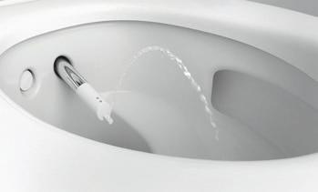 výnimočne jemný sprchovací prúd vody. Tryska je integrovaná priamo do sprchovacieho ramena, vďaka čomu je hygienicky chránená, aj keď sa nepoužíva.