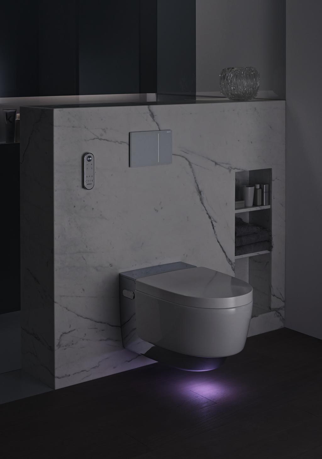 Prvotriedne kompletné riešenie toalety s integrovanou sprchou Patentovaná technológia sprchovania WhirlSpray pre jemný a osviežujúci sprchovací prúd vody Keramická misa bez okrajov s technológiou