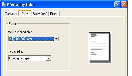 6 Funkce tisku Tento oddíl vysvětluje způsob vlastních úprav nastavení nainstalovaného ovladače tiskárny a postup tisku. Předvolby tisku Karta Základní Orientace Slouží k výběru orientace výstupu.