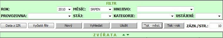 V příkladu doplňujete kategorii koně na hluboké podestýlce. Do sloupce Ve stáji doplníte počet koní. Koně se v srpnu pasou jen 15 dnů a jen polovinu dne. Toto vyplníte do sloupce Z toho na pastvě.