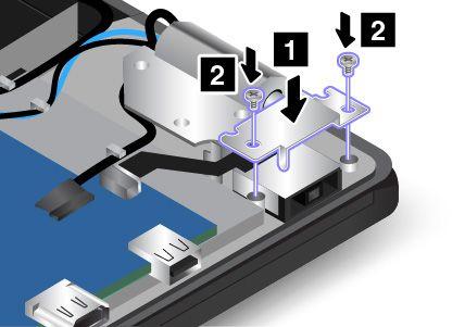 8. Vraťte zpět rámeček a zašroubujte šrouby. 9. Vraťte zpět sestavu zadního krytu a vyměnitelnou baterii. 10. Počítač znovu otočte. Připojte k notebooku napájecí adaptér a všechny kabely.